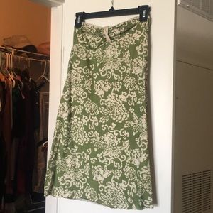 Green floral strapless dress
